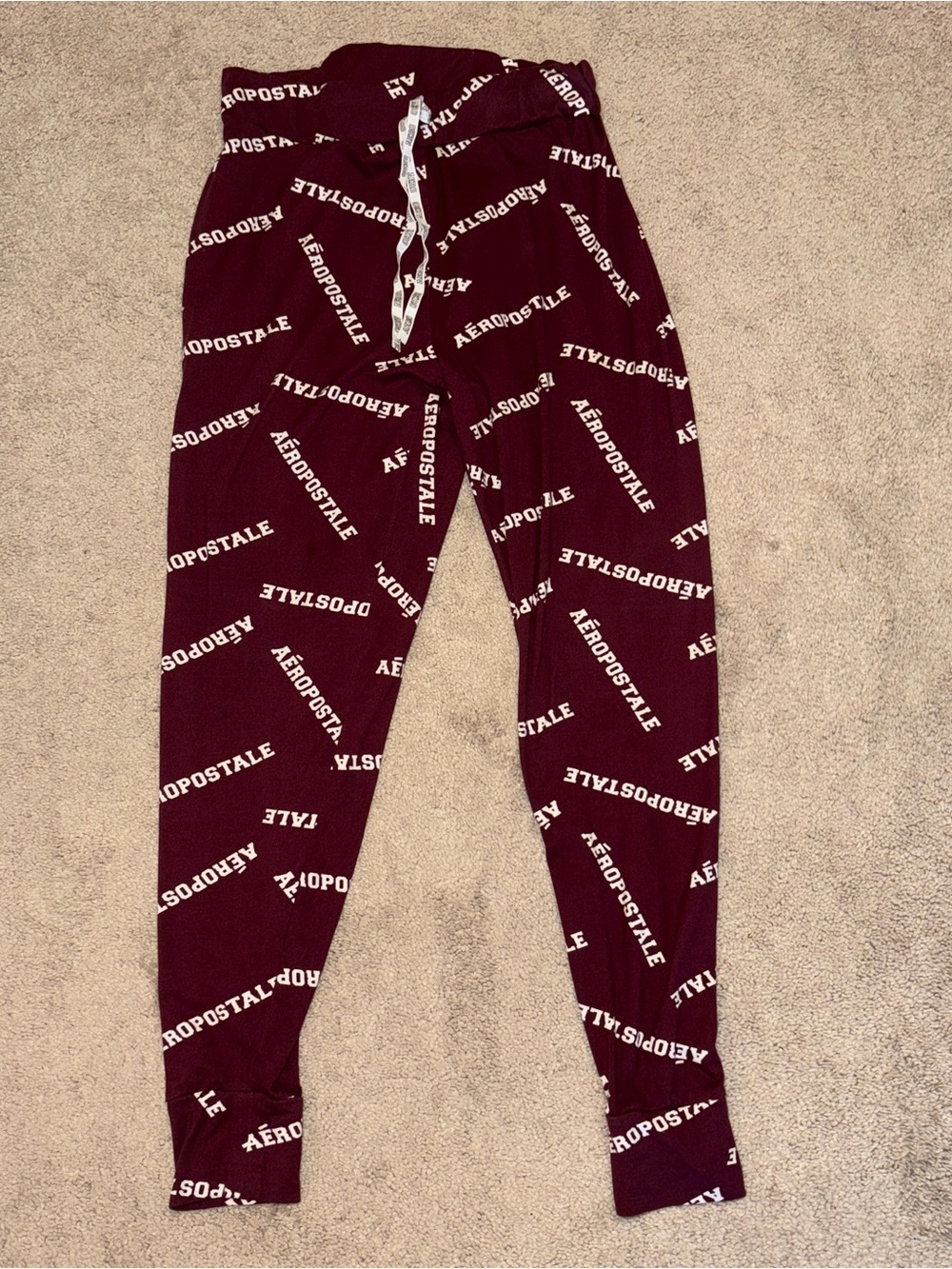 Women’s Aeropostale Burgundy All-Over Logo Joggers Size: L